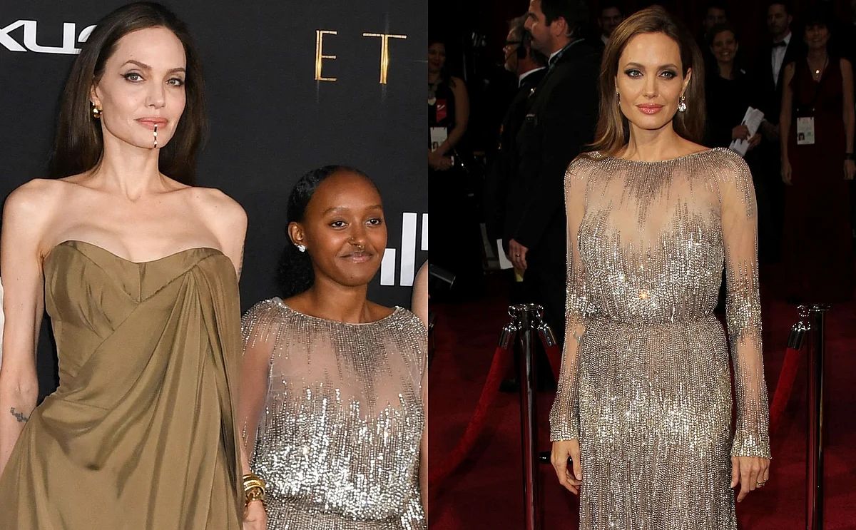 Angelina Jolie's daughter Zahara wears her mom's Oscars dress from 2014 at 'Eternals' premiere
