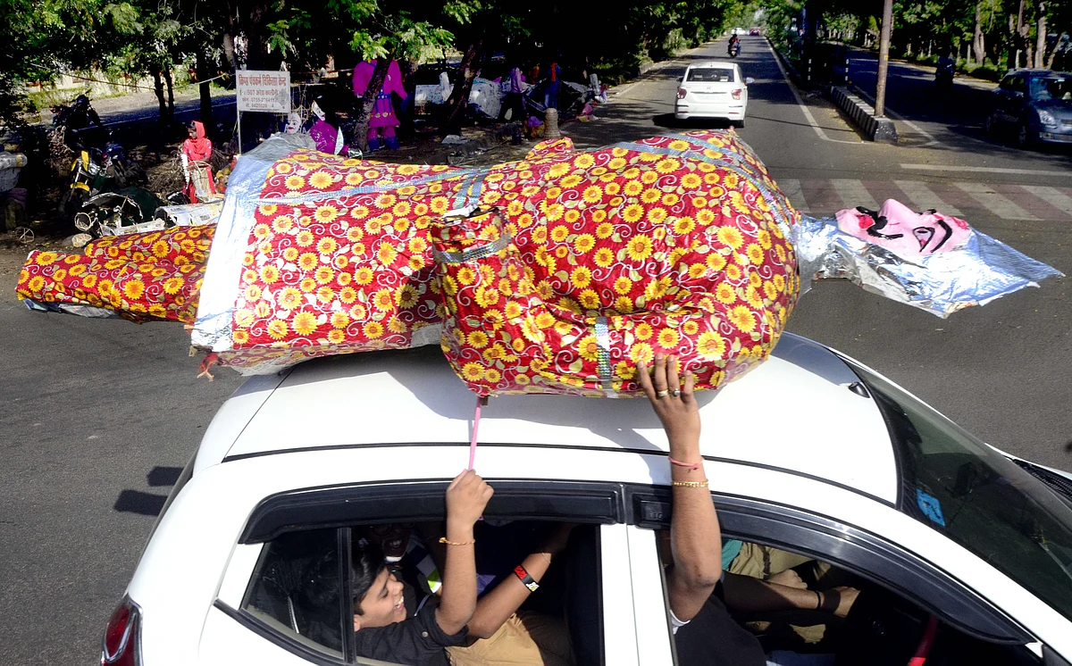 An effigy of Ravana being carried on a car on the eve of Dussehra festival in Bhopal on Thursday