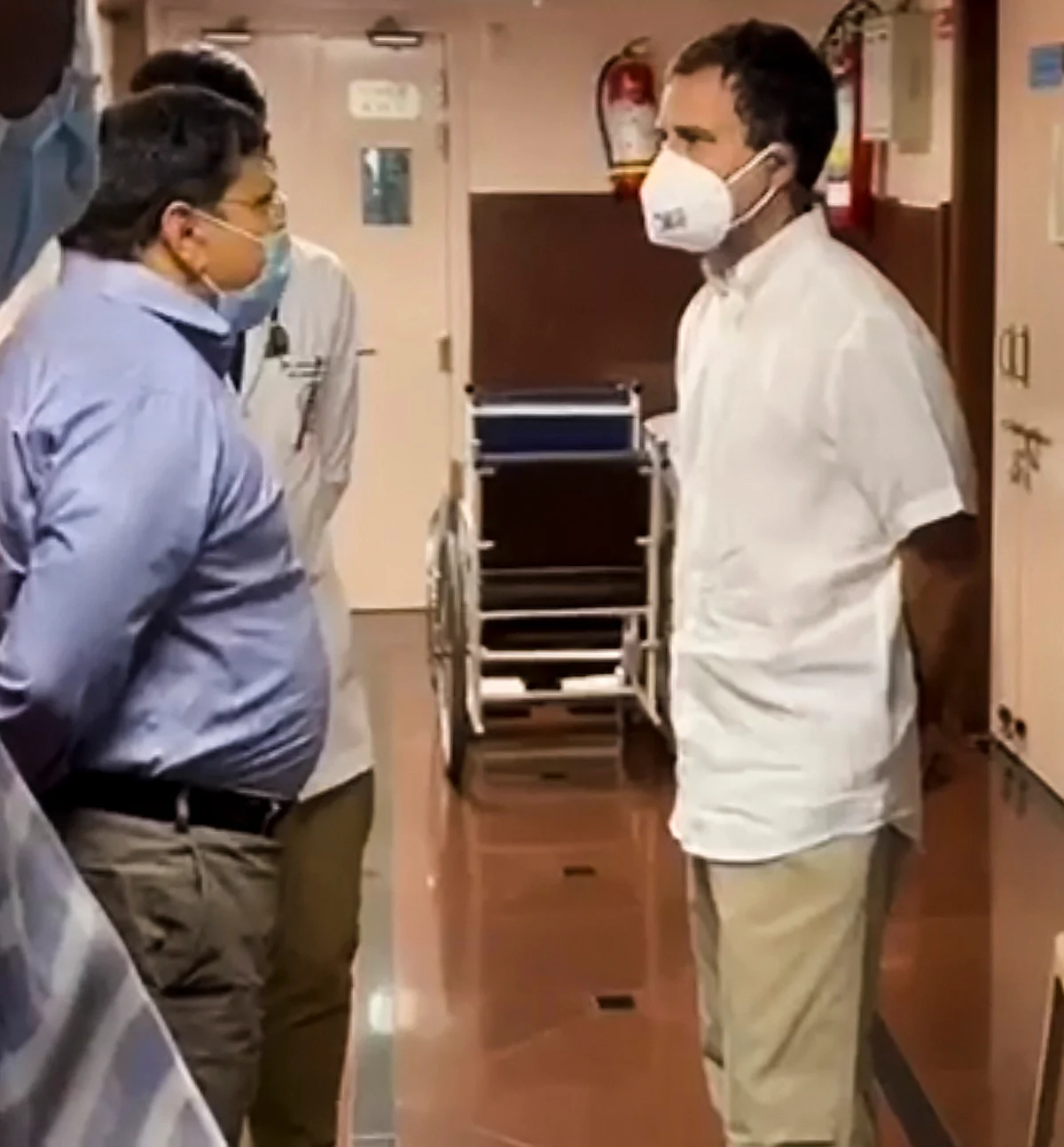 New Delhi, Oct 14 (ANI): Congress leader Rahul Gandhi visits AIIMS to enquire about the health of former PM Dr. Manmohan Singh, in New Delhi on Thursday.