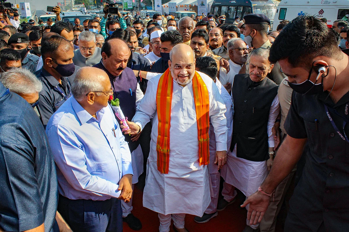 Gujarat: Amit Shah throws open key elevated corridor on Sarkhej–Gandhinagar Highway in his...
