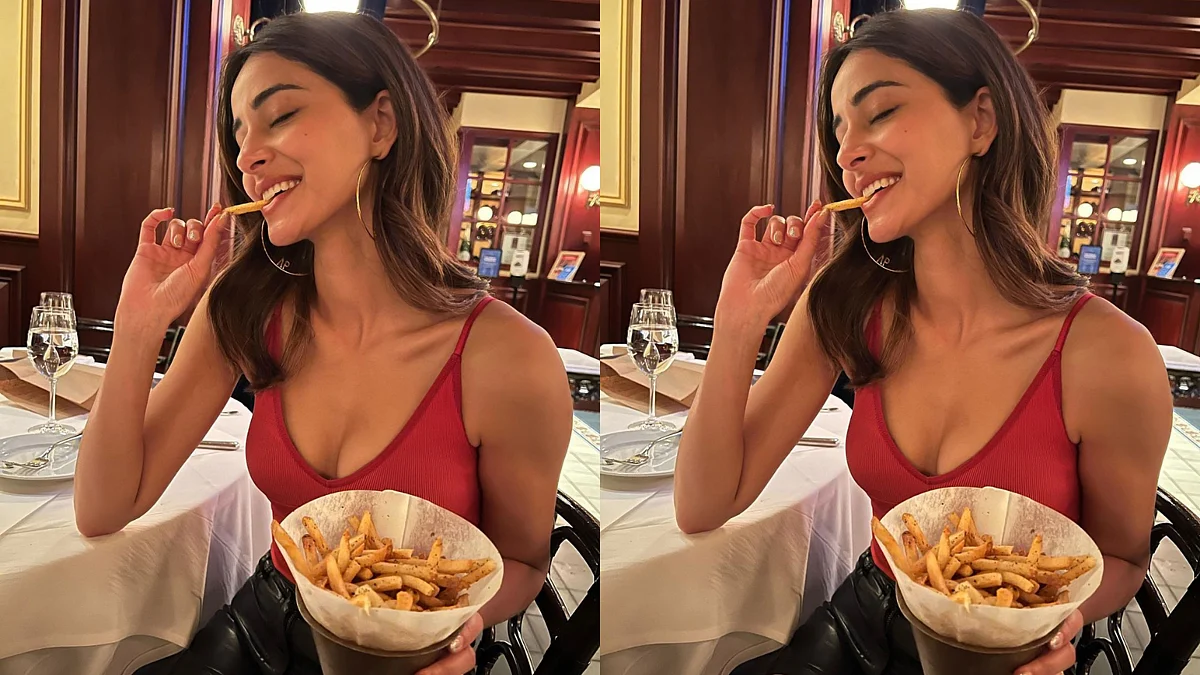 Ananya Panday channels her inner foodie as she enjoys French fries; Ishaan Khatter reacts to her...