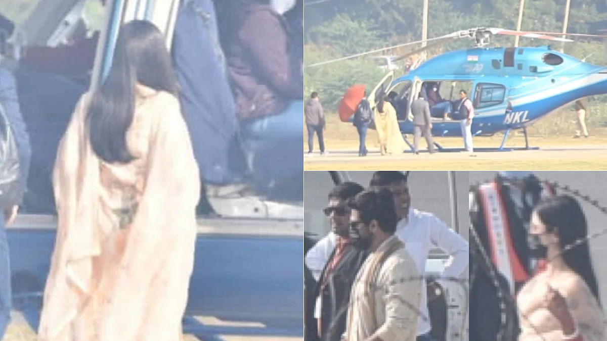 Watch: Newlyweds Katrina Kaif-Vicky Kaushal leave Sawai Madhopur for Jaipur airport in helicopter