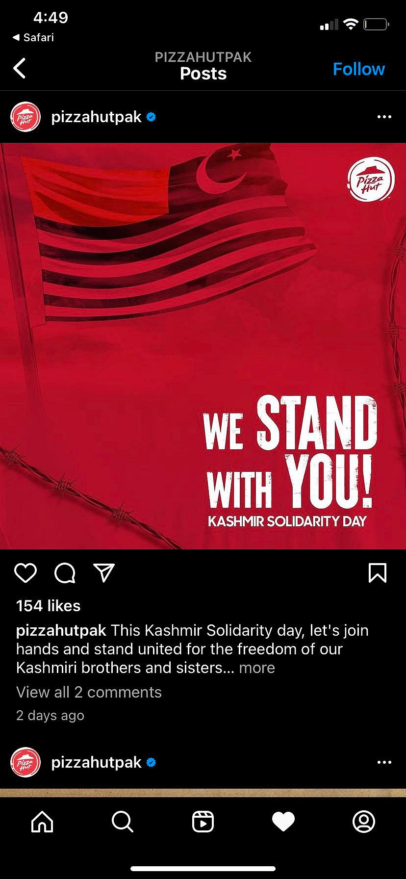 After Hyundai KFC Pizza Hut Now Dominos Post Over Kashmir From 2020 