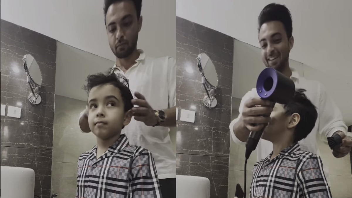 Watch: Aayush Sharma turns hairstylist for son Ahil, calls it his 'alternate profession - Vimarsana News