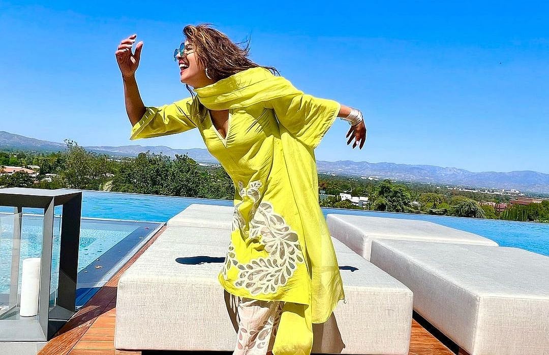 Sun-kissed Priyanka Chopra exudes 'Desi Girl' vibes in yellow salwar-kurta set at LA home - Vimarsana News