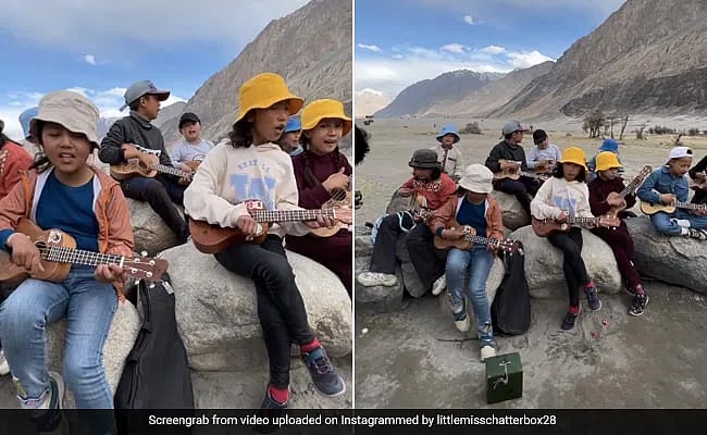 Watch: Children enjoy singing 'Dil Beparvah' at Ladakh's Nubra Valley - Vimarsana News
