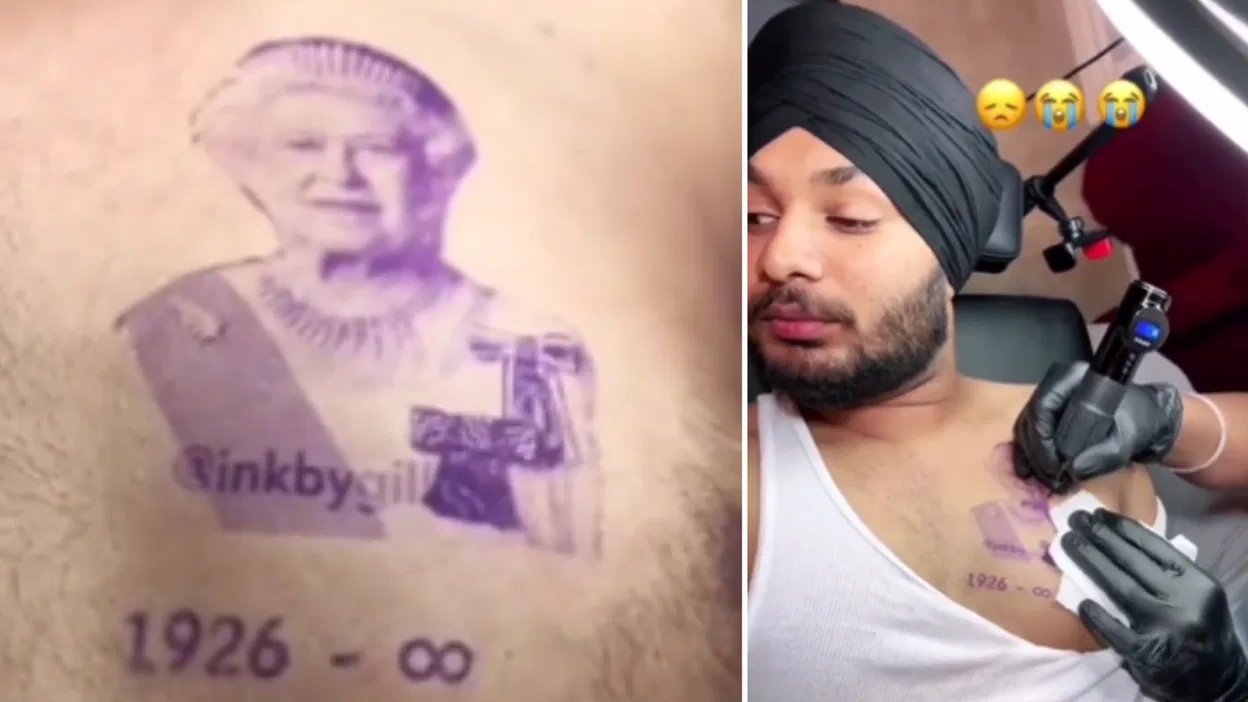 Watch: Sikh man gives tattoo tribute to Queen Elizabeth II; more art designs  inside