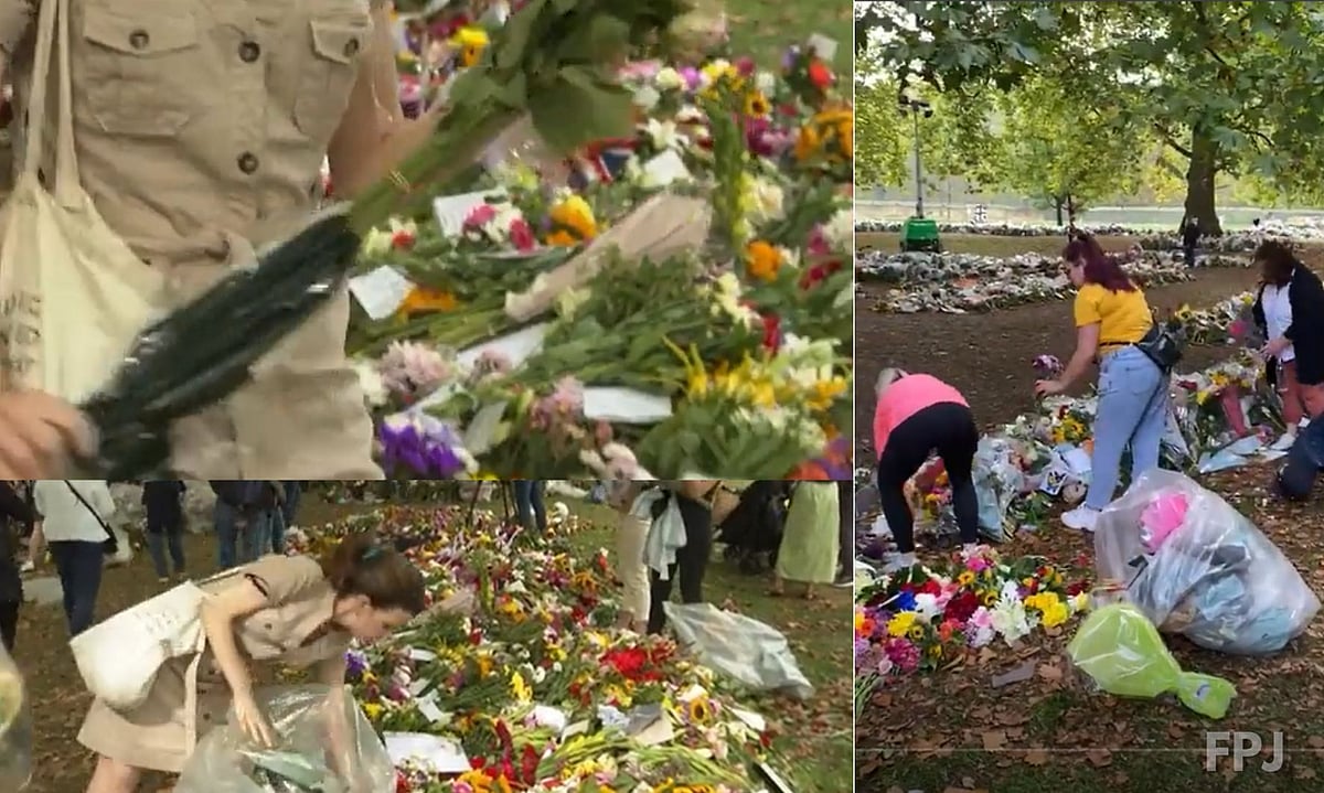 Watch Volunteers remove plastic wrapping from thousands of bouquets