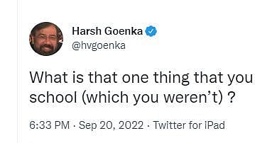 One thing that you wish you were taught in school asks Harsh Goenka, read what Twitterati replied the most - Vimarsana News
