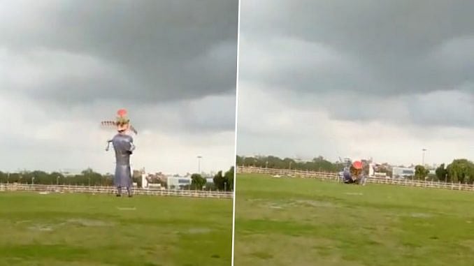 Watch: Stormy weather in Patna leads to fall of effigy before Ravan dahan - Vimarsana News