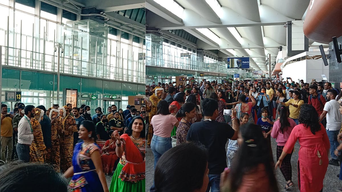 Watch: Garba flash-mob brings festive vibe to Bengaluru airport - Vimarsana News