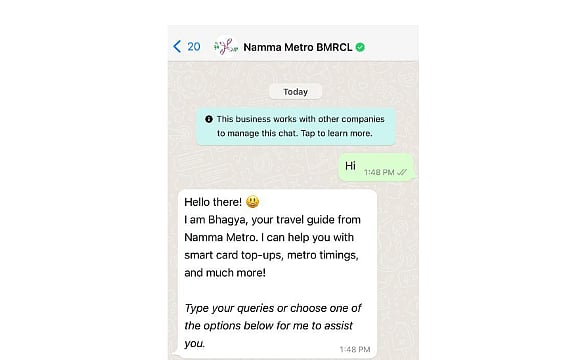 Bangalore Metro Rail Corporation launches QR train ticketing services on WhatsApp - Vimarsana News