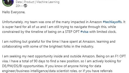 Tech layoffs: Pakistani engineer laid off by Amazon highlights uncertain fate of work visa holders in US - Vimarsana News