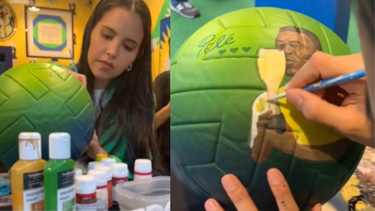 WATCH: Woman from Paraguay pays artistic tribute to Brazilian footballer Pele, video of her painting football goes viral - Vimarsana News
