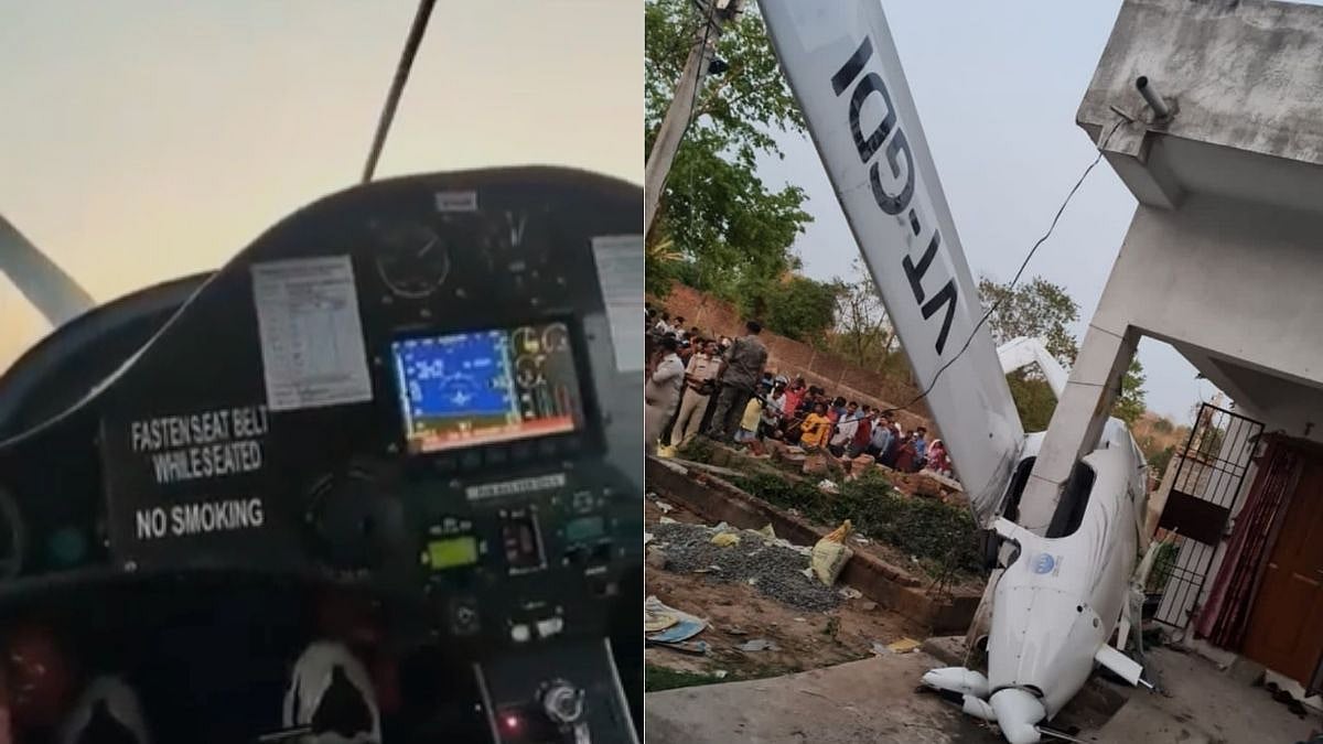 ON CAMERA: Private aircraft crashes into house in Dhanbad; 2 injured - Vimarsana News