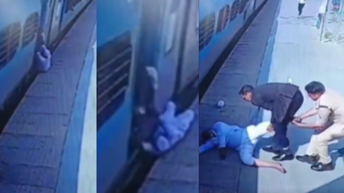 ON CAMERA UP man tries boarding moving train at Amroha; TTE & RPF