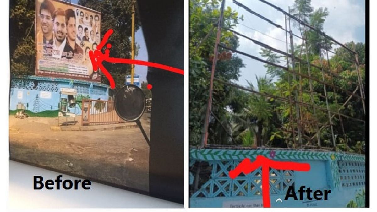 Navi Mumbai News: NMMC removes illegal hoarding near hotel on Airoli-Mulund road - Vimarsana News