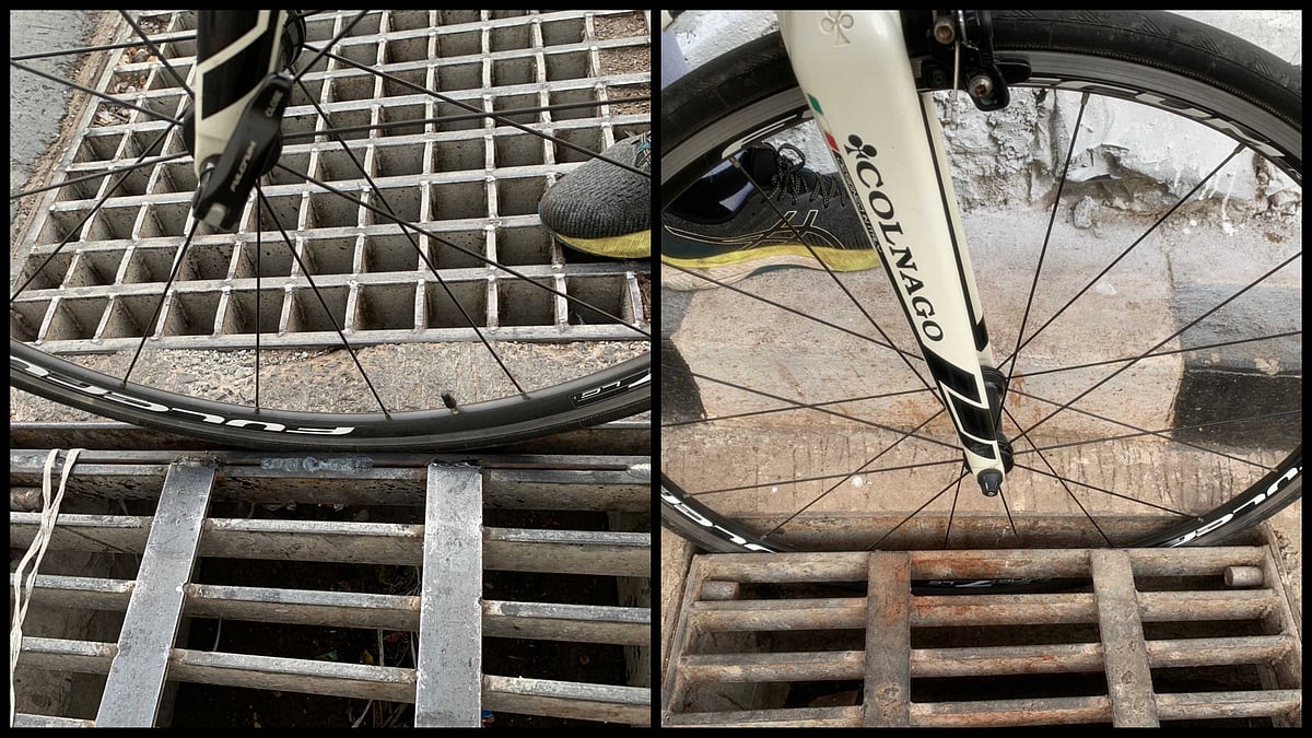 Mumbai: Cyclists share pictures of tyres getting stuck in narrowed gap of grill drain despite BMC's claim of fixing it - Vimarsana News