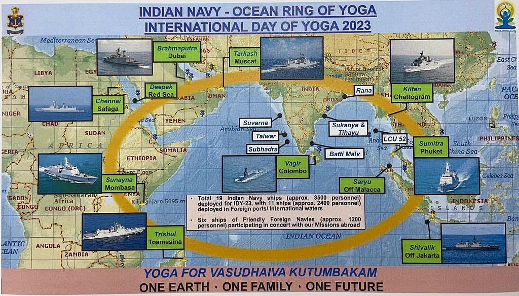 Indian Navy's 'Ocean Ring of Yoga': Naval Personnel Sail 35,000 Km as Ambassadors of Yoga on IDY 23 - Vimarsana News