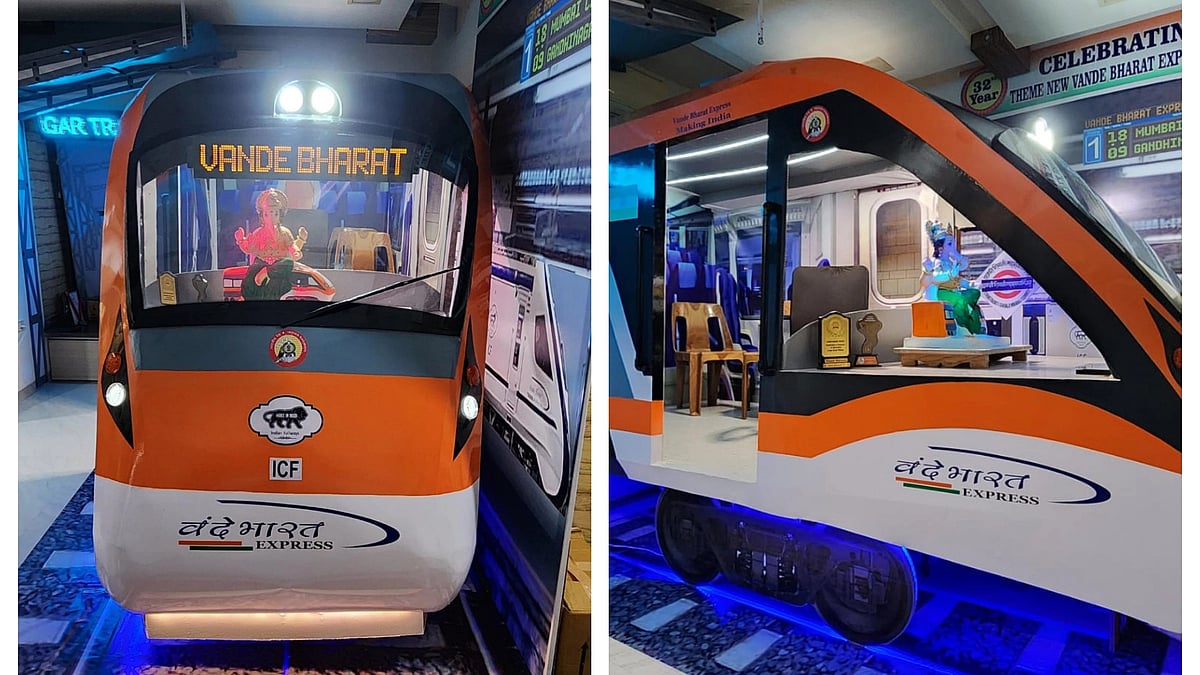 Mumbai Bappa Rides Vande Bharat Made By Interior Designer In Santacruz