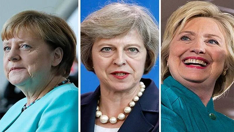 <strong>From (L) to (R): Angela Merkel, Theresa May, Hillary Clinton</strong>
