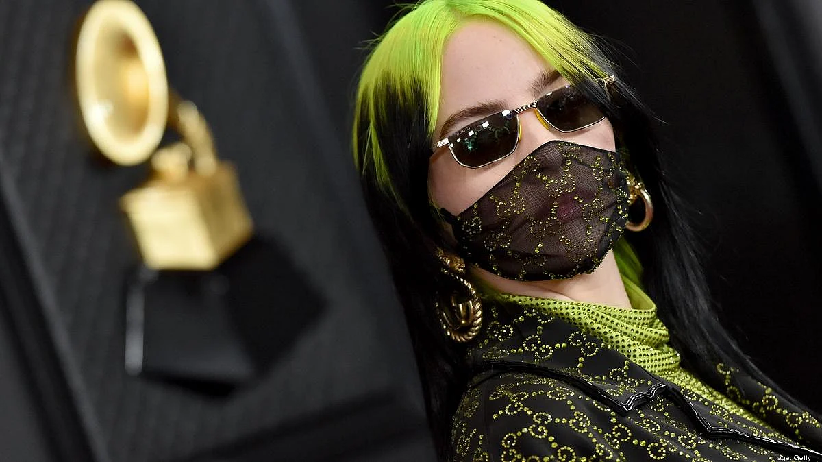 Billie Eilish wearing a Gucci mask