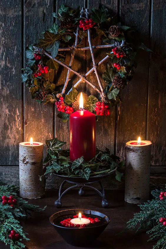 Winter Solstice Pentagram Wreath