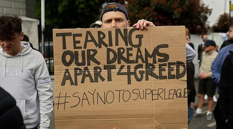 A protester at an EPL game.