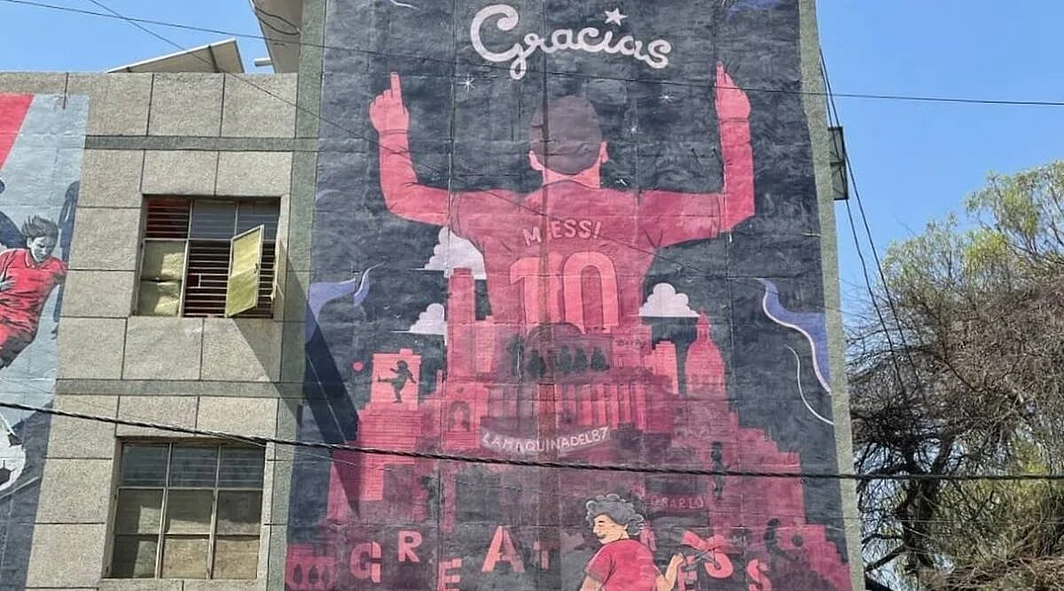 One of the murals for Messi, by Budweiser India.