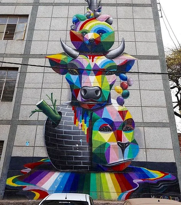 The mural by Okuda San Miguel, which was painted over by Budweiser.
