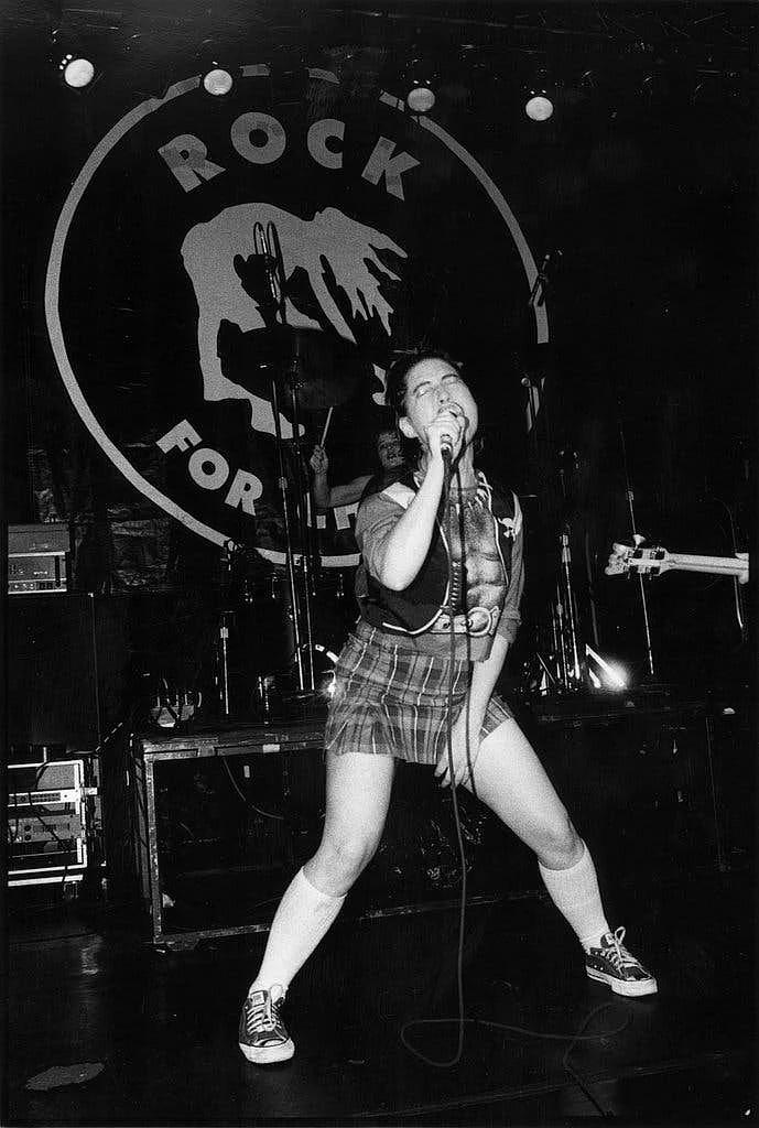 Kathleen Hanna, the frontwoman of Bikini Kill