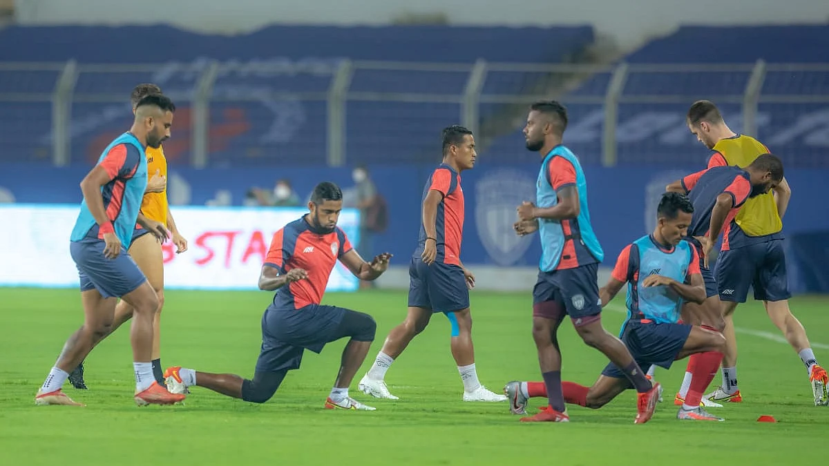 Highlanders in a practice session before facing Jamshedpur FC.