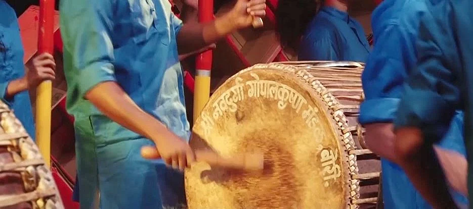 The 'dhol' is a large drum made of wood
