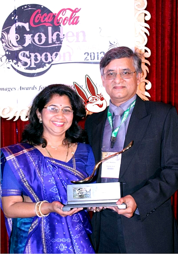 Kirit Maganlal (right) with his wife, Andrea (left)