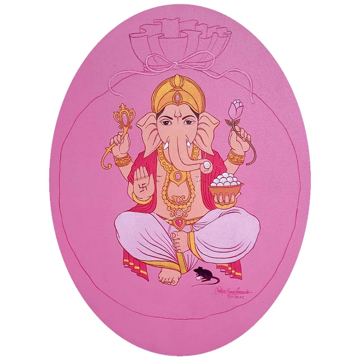 One of the works of artist Omkar Banute at the on-going art show, ‘Aham Brahmasmi’, in Panjim