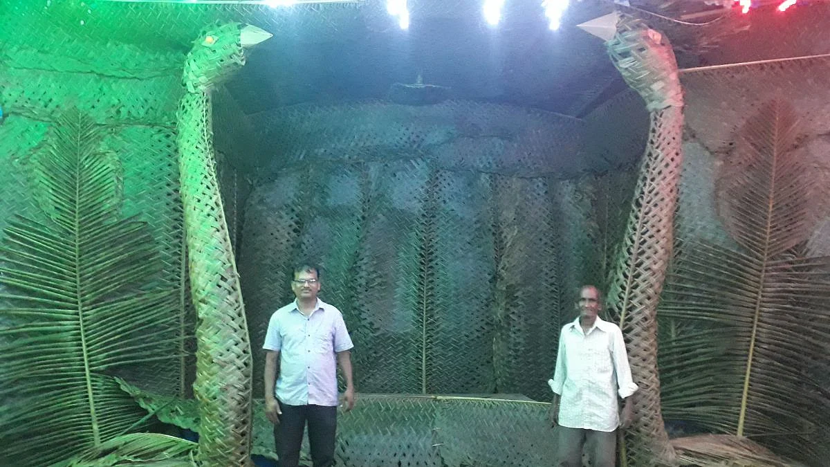 A fine example of how natural material can be used for Ganesh celebration.