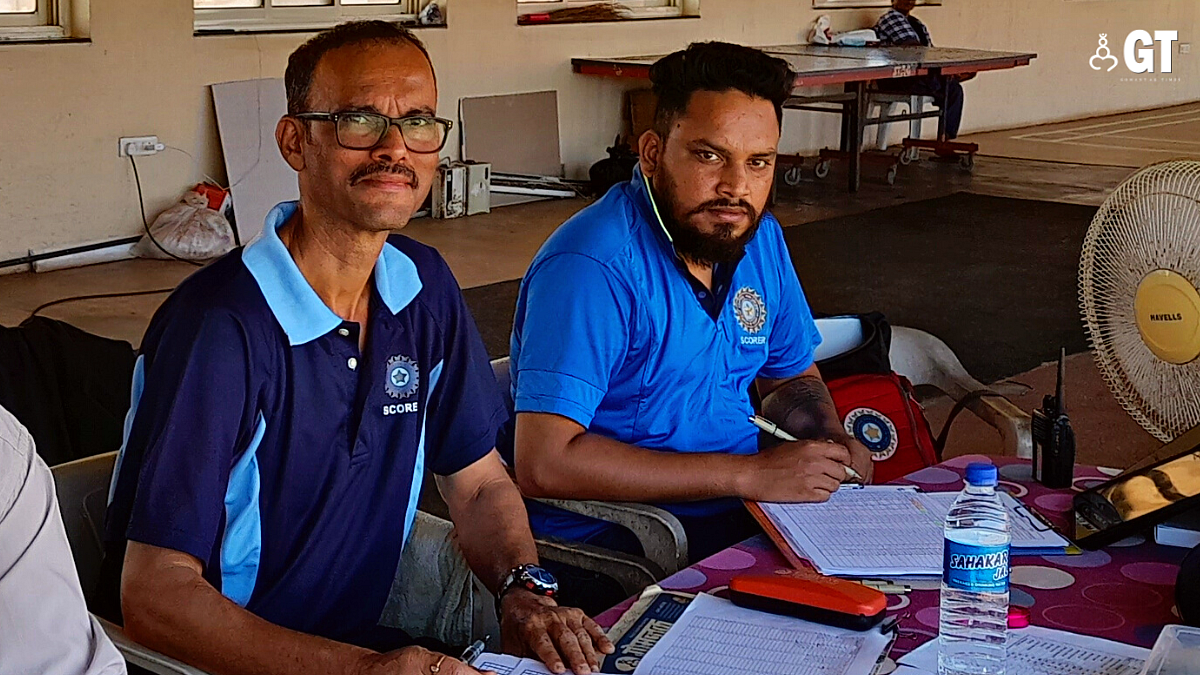 Keeping score for BCCI are Goans Atmaram Arolkar (l) and Rohit Naik (r).