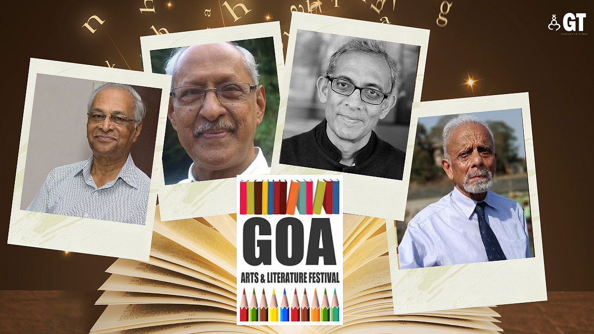 Goa Arts + Literature Festival (GALF) to make a comeback on January 19, 2023. (L-R Uday Bhembre, Damodar Mauzo, Nobel Laureate Abhijit Banerjee and Major Gen (Retd) Ian Cardozo)