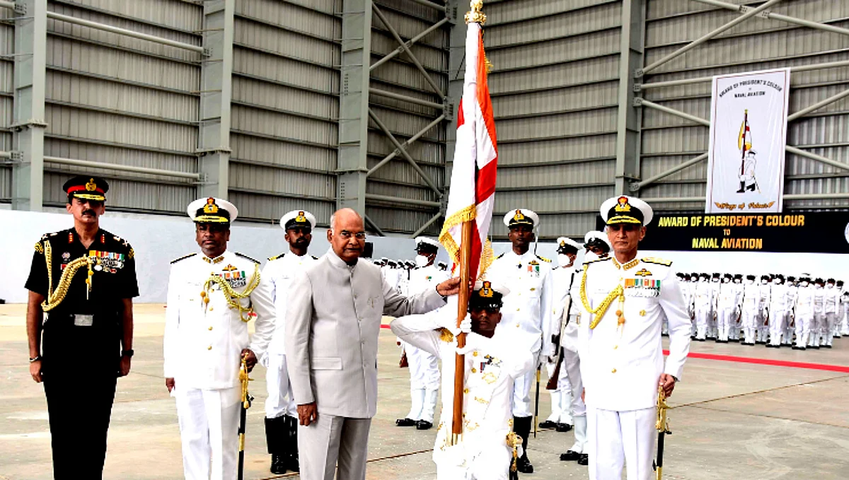 President Ram Nath Kovind awards President’s colour to Naval Aviation
