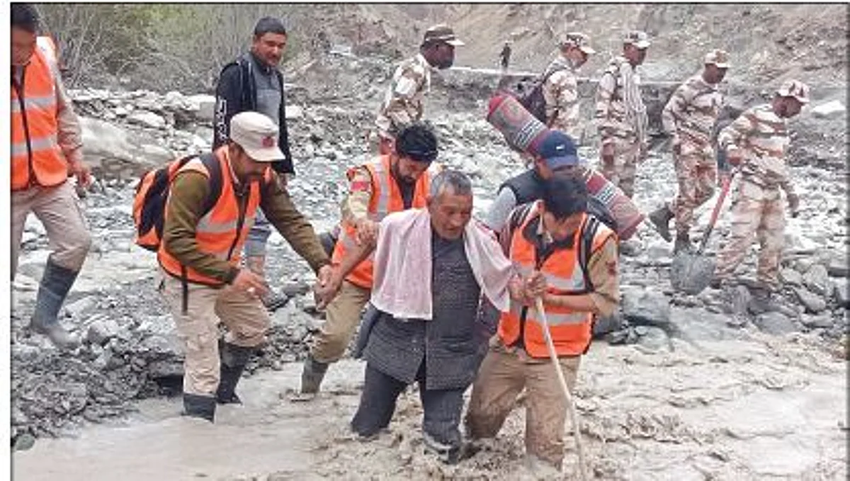 Artificial lake bursts in Ladakh
