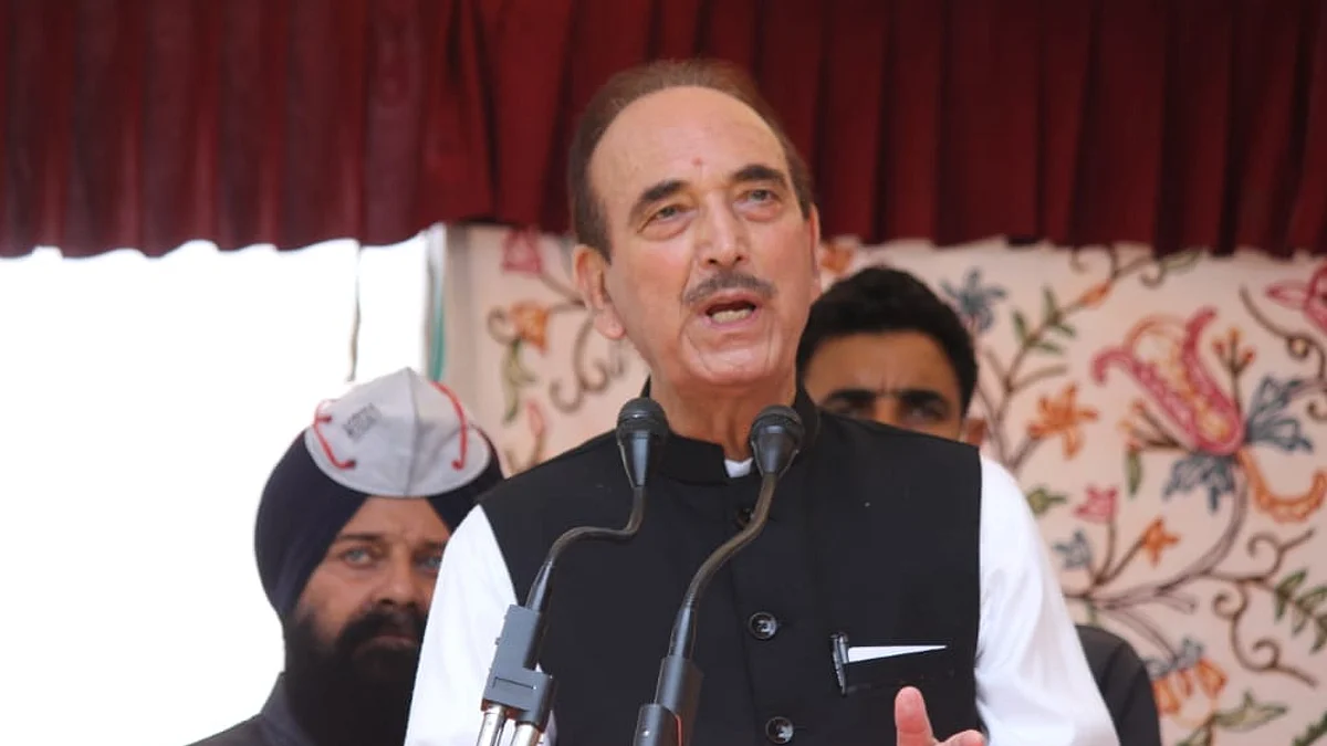 Congress leader Ghulam Nabi Azad during the inauguration of Congress Bhawan at M A Road in Srinagar on Tuesday August 10, 2021.