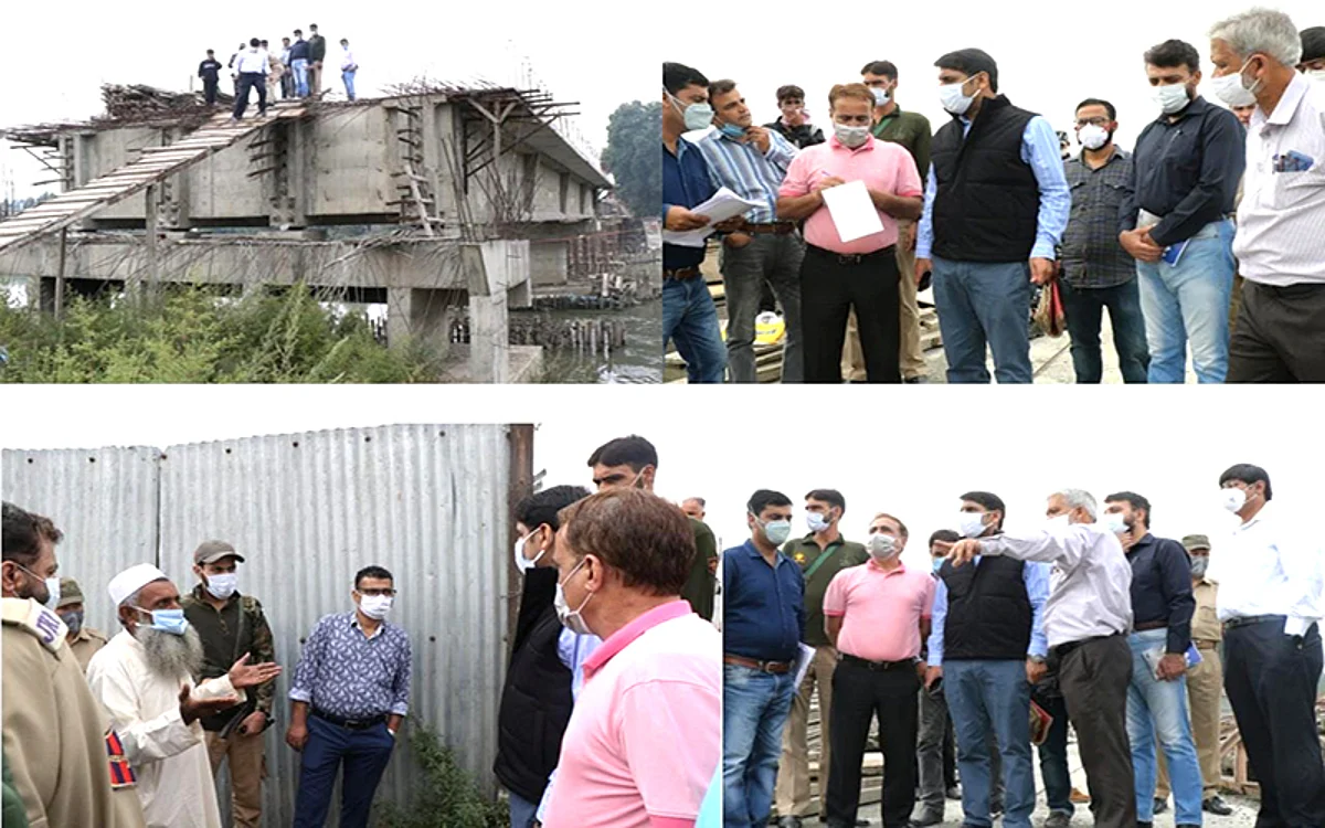 DC Srinagar inspects under construction Noor Jehan Bridge at Qamarwari