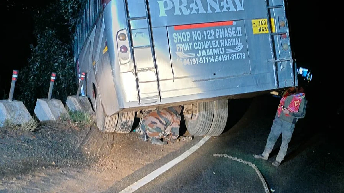 Miraculous escape for 13 passengers after bus skids off road in J&K's Poonch