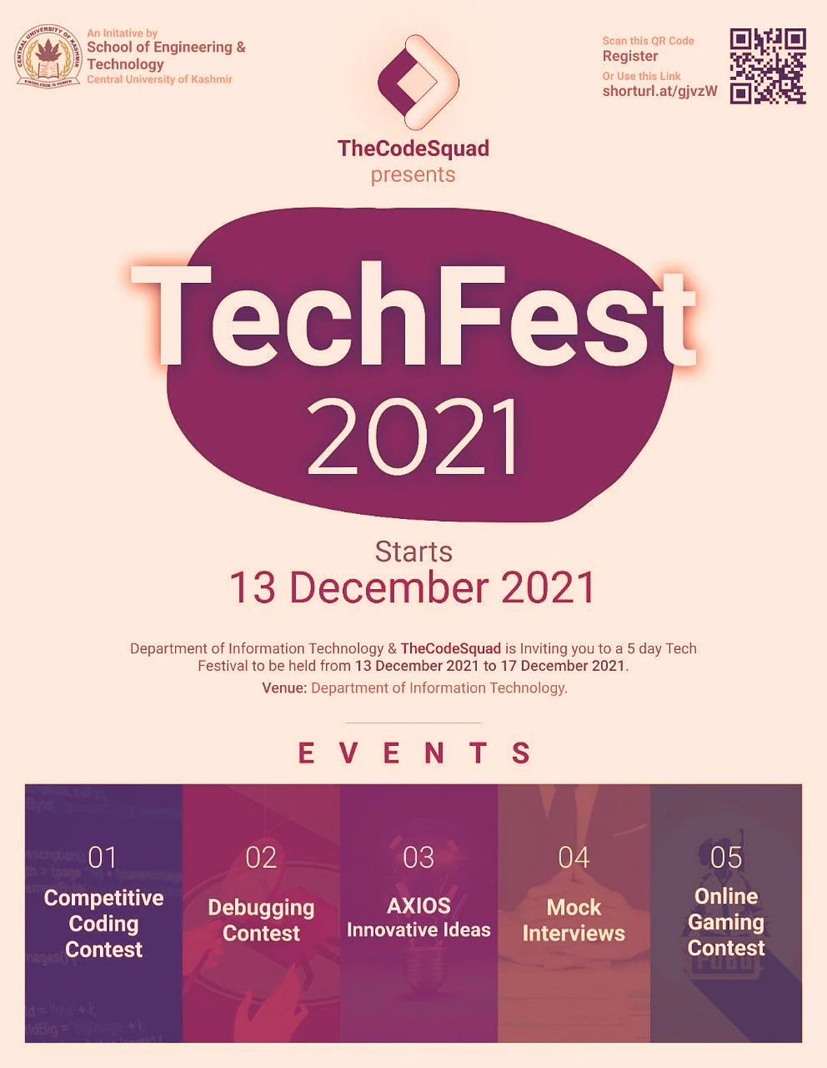 CUK’S IT deptt organises ‘TechFest – 2021’