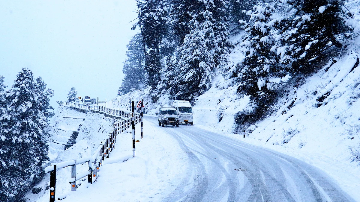 A view of snow clad Gulmarg in north Kashmir's Baramulla on Sunday December 26, 2021.