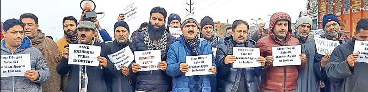 Facing huge losses, fruit growers hold protests against ‘illegal’ import of Iranian apples