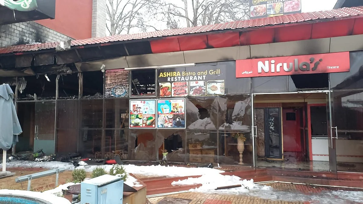 Restaurant gutted in fire at Sangarmal shopping complex in Srinagar