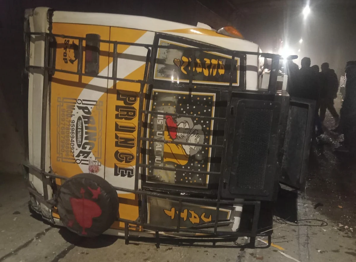 Driver dead, 20 UP tourists injured as bus turns turtle in J&K
