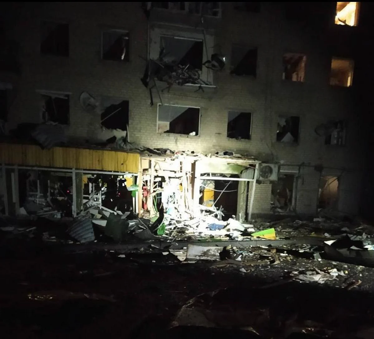 A building hit by Russian airstrike