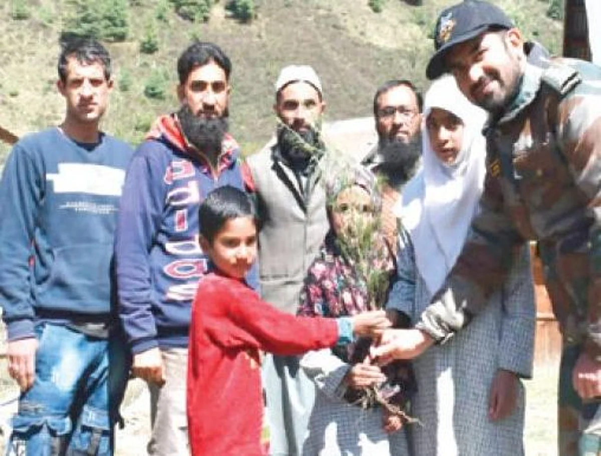 Tree plantation at Kaiyan village on LoC in Machil sector